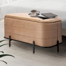 Leah Velvet Storage Ottoman Bench